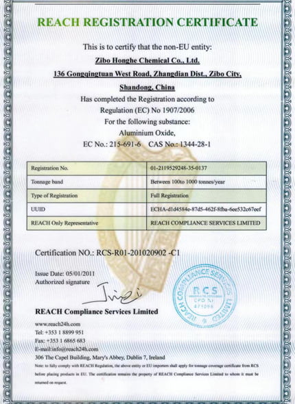 Honghe Chemical REACH Certification